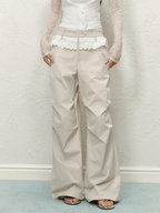 Lace Trim High - Waisted Cargo Pants - COPPING THREADS - AGAM