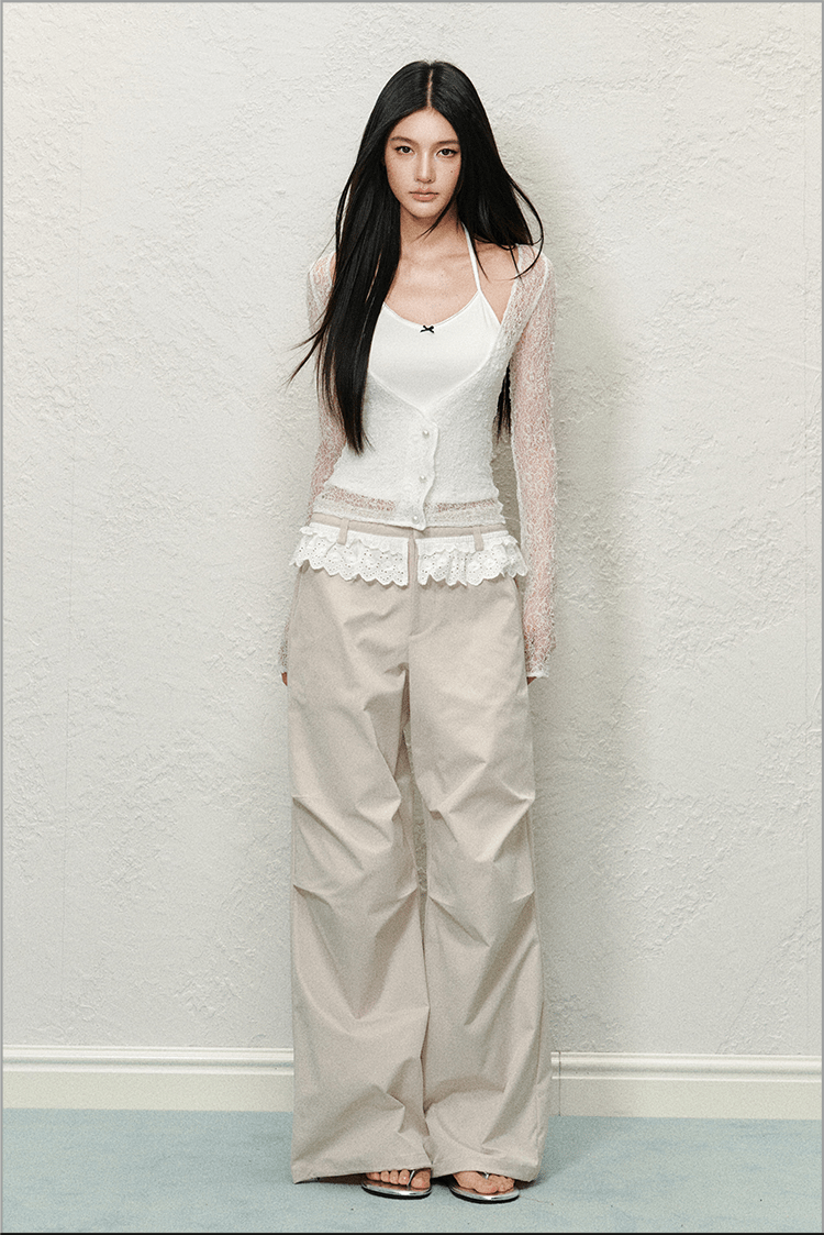 Lace Trim High - Waisted Cargo Pants - COPPING THREADS - AGAM