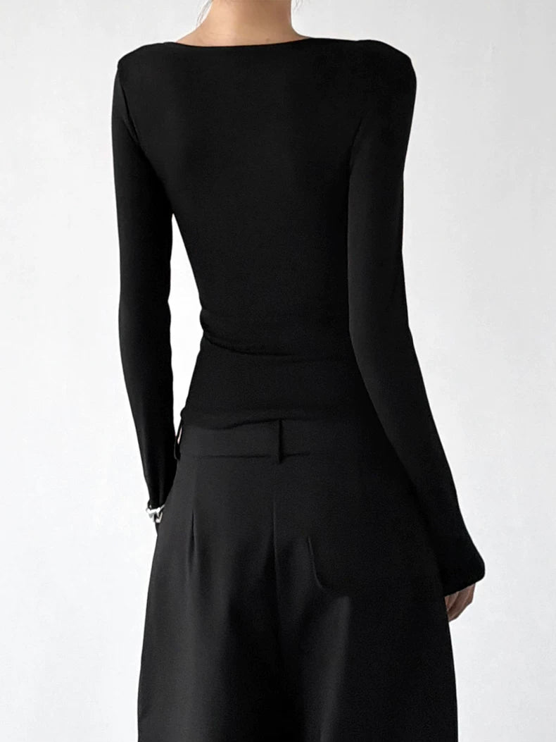 Lace-Trim Scoop-Neck Long-Sleeve T-Shirt - COPPING THREADS - CT ORIGINALS