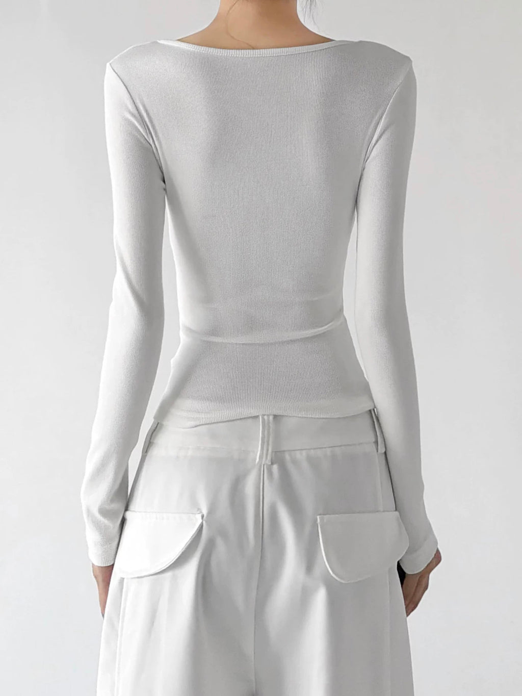 Lace-Trim Scoop-Neck Long-Sleeve T-Shirt - COPPING THREADS - CT ORIGINALS