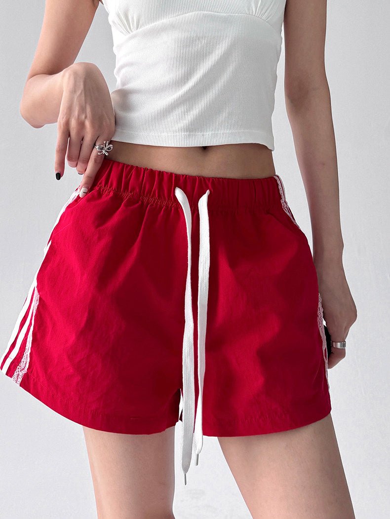 Lace-Trim Side-Stripe Shorts - CT090 - COPPING THREADS - CT ORIGINALS