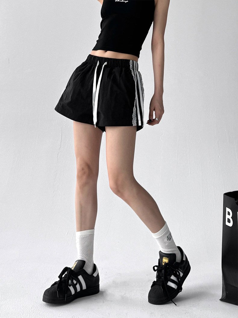 Lace-Trim Side-Stripe Shorts - CT090 - COPPING THREADS - CT ORIGINALS