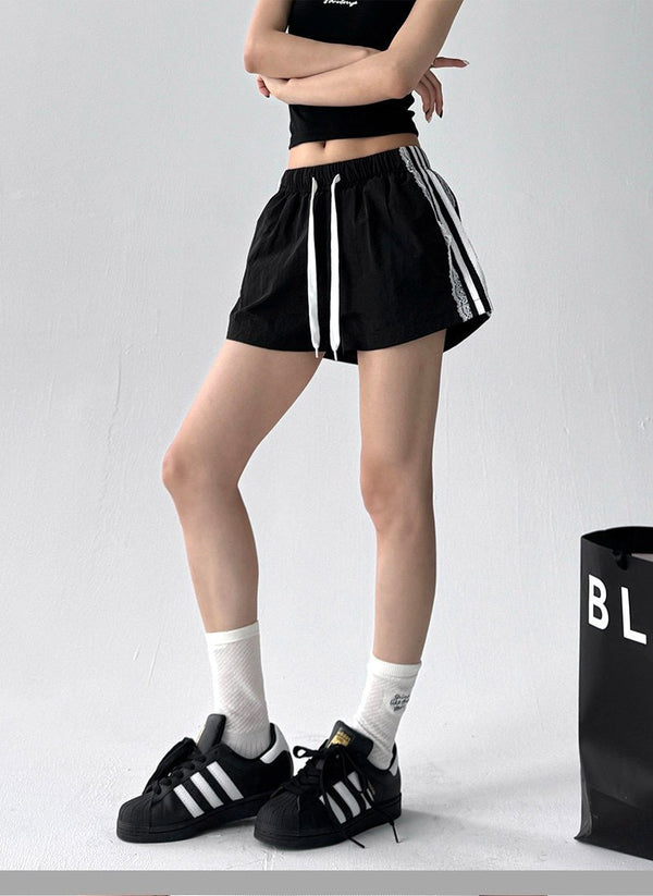Lace-Trim Side-Stripe Shorts - CT090 - COPPING THREADS - CT ORIGINALS