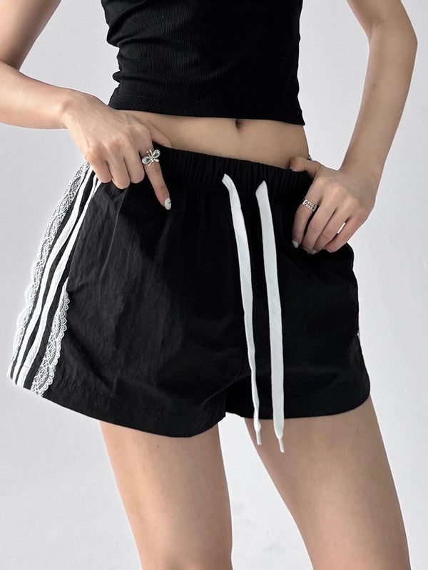 Lace-Trim Side-Stripe Shorts - CT090 - COPPING THREADS - CT ORIGINALS