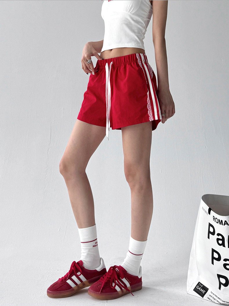 Lace-Trim Side-Stripe Shorts - CT090 - COPPING THREADS - CT ORIGINALS