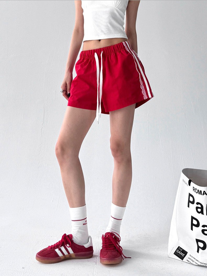 Lace-Trim Side-Stripe Shorts - CT090 - COPPING THREADS - CT ORIGINALS