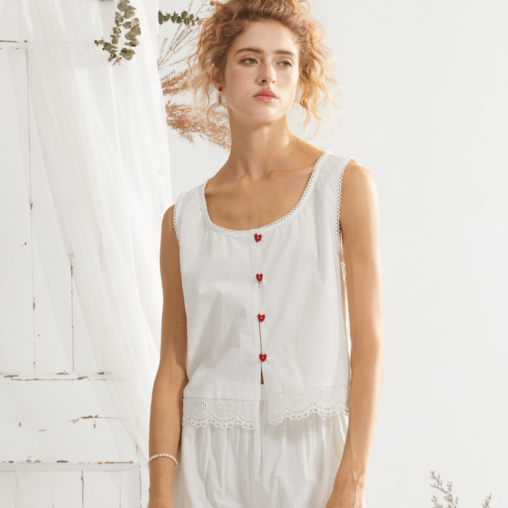 Lace - Trim Sleeveless Lounge Set - COPPING THREADS - CT Dreamscape