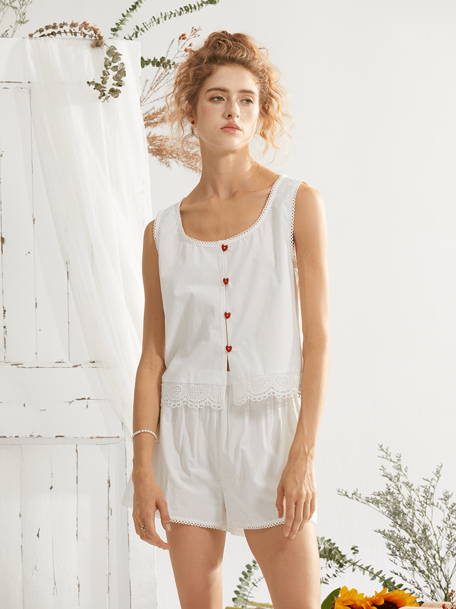 Lace - Trim Sleeveless Lounge Set - COPPING THREADS - CT Dreamscape