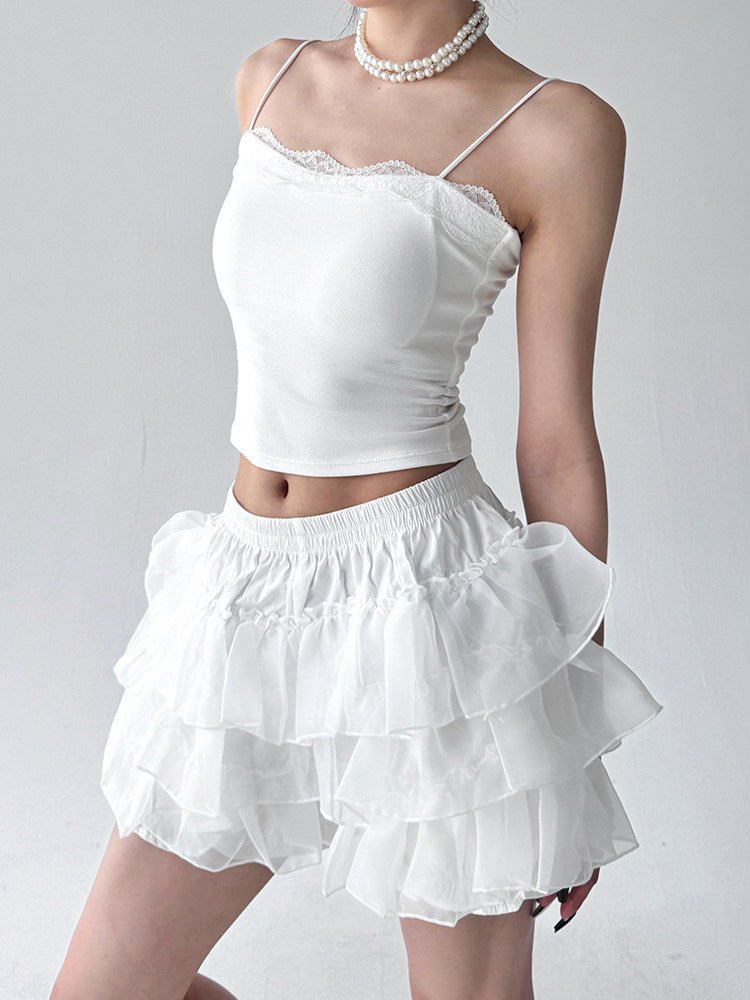 Lace-Trim Square-Neck Crop Cami Top - CT255 - COPPING THREADS - CT ORIGINALS
