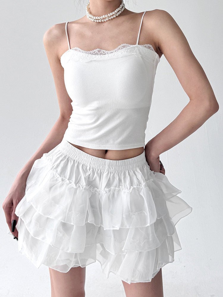 Lace-Trim Square-Neck Crop Cami Top - CT255 - COPPING THREADS - CT ORIGINALS Main image