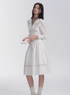 Lace Trim V - Neck Tie Blouse - COPPING THREADS - FRAGILE HEART