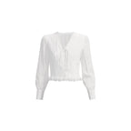 Lace Trim V - Neck Tie Blouse - COPPING THREADS - FRAGILE HEART