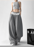 Lace Trim Waist Drawstring Wide - Leg Sweatpants - COPPING THREADS - CT Select