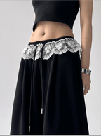 Lace Trim Waist Drawstring Wide - Leg Sweatpants - COPPING THREADS - CT Select