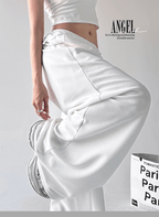 Lace Trim Waist Drawstring Wide - Leg Sweatpants - COPPING THREADS - CT Select