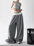 Lace Trim Waist Drawstring Wide - Leg Sweatpants - COPPING THREADS - CT Select