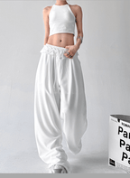 Lace Trim Waist Drawstring Wide - Leg Sweatpants - COPPING THREADS - CT Select