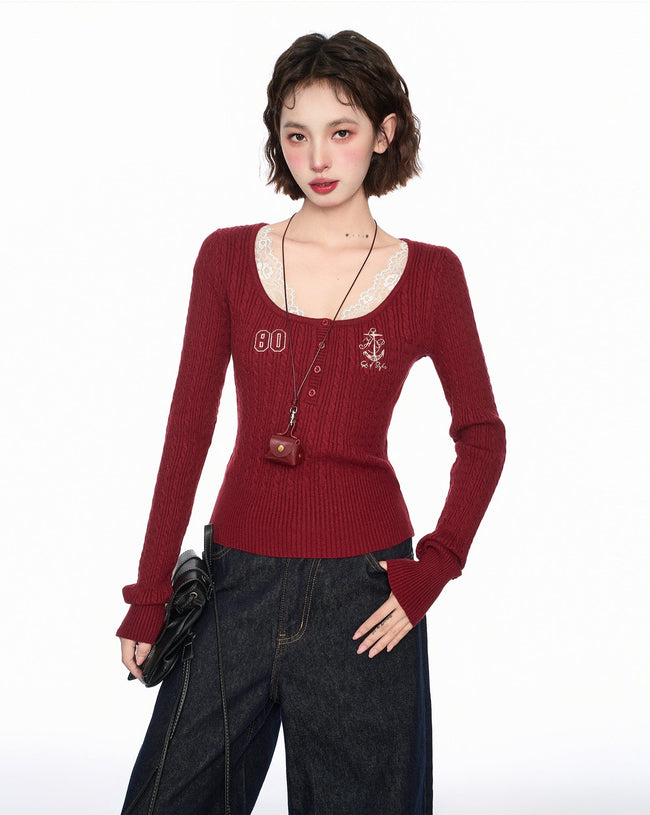 Lace U - Neck Slim - Fit Base Layer Top - COPPING THREADS - CT Select Hover Image