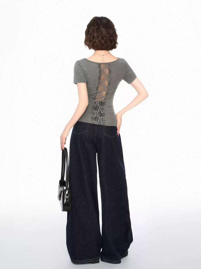 Lace V-Neck Tee Main Image