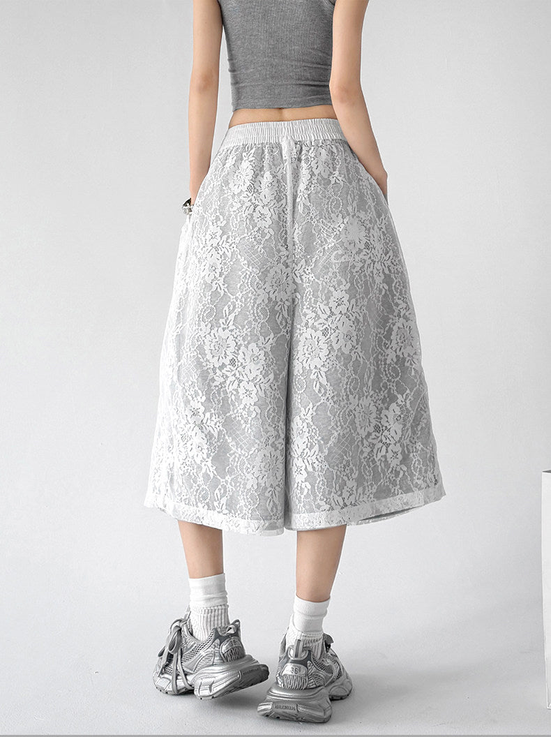 Lace Wide-Leg Cropped Pants - CT66200 - COPPING THREADS - CT ORIGINALS