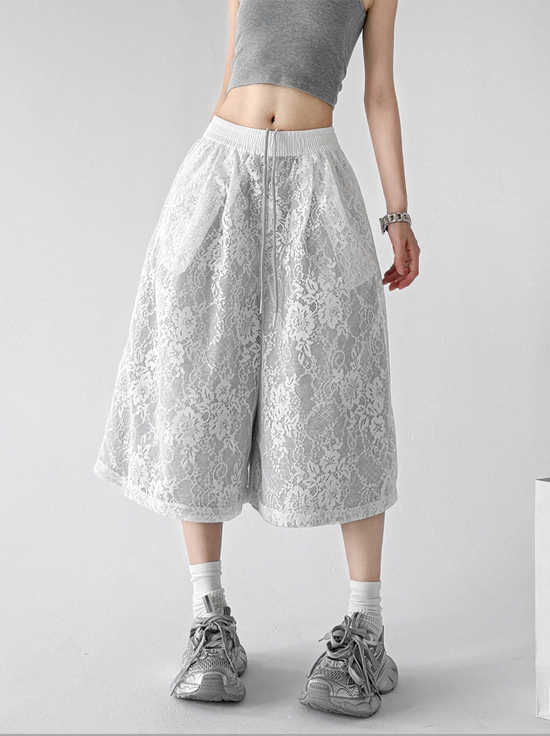 Lace Wide-Leg Cropped Pants - CT66200 - COPPING THREADS - CT ORIGINALS