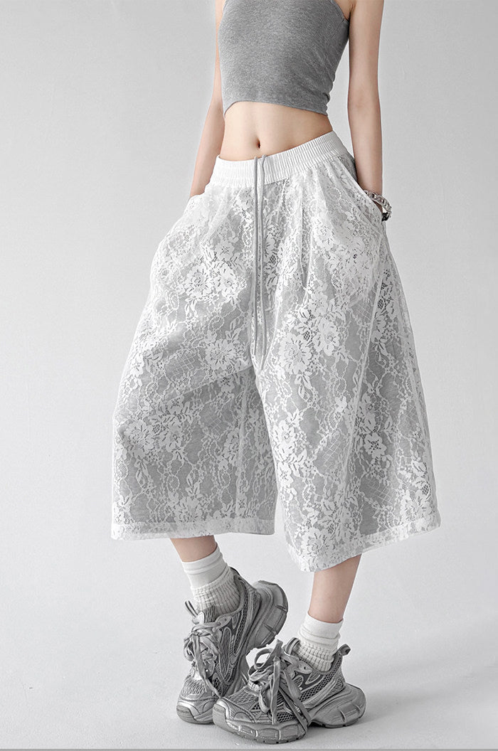 Lace Wide-Leg Cropped Pants - CT66200 - COPPING THREADS - CT ORIGINALS