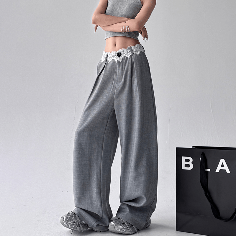 Lace‑Waist Tailored Wide‑Leg Trousers - COPPING THREADS - CT Select