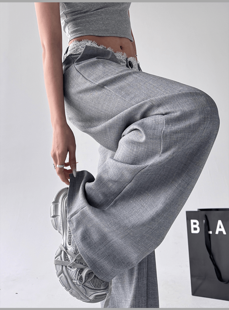 Lace‑Waist Tailored Wide‑Leg Trousers - COPPING THREADS - CT Select