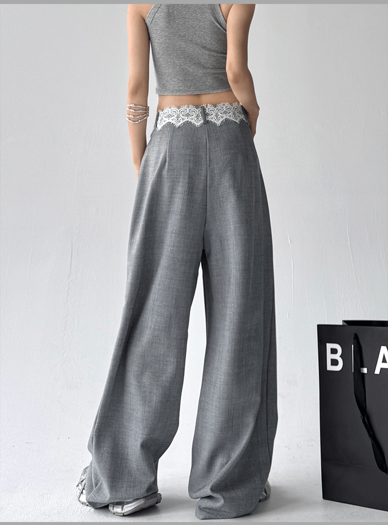 Lace‑Waist Tailored Wide‑Leg Trousers - COPPING THREADS - CT Select