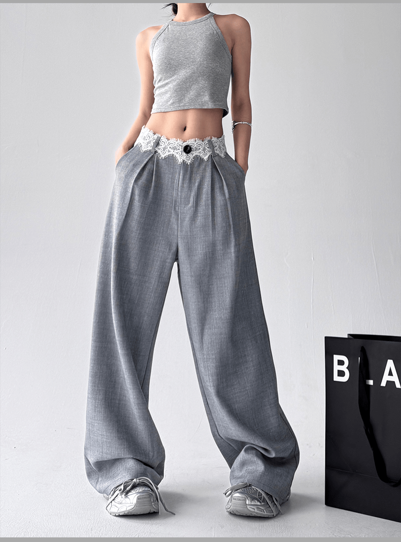 Lace‑Waist Tailored Wide‑Leg Trousers - COPPING THREADS - CT Select