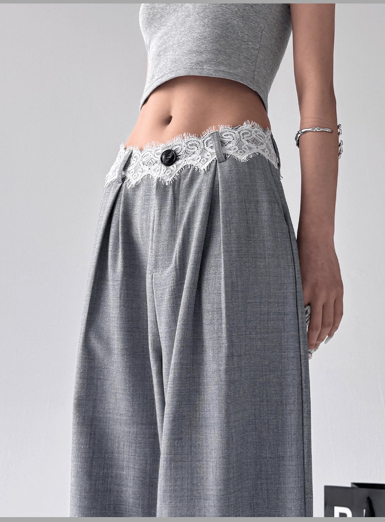 Lace‑Waist Tailored Wide‑Leg Trousers - COPPING THREADS - CT Select