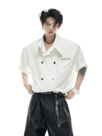 Layered Collar Double - Breasted Short Sleeve Shirt - COPPING THREADS - ArguE CulturE