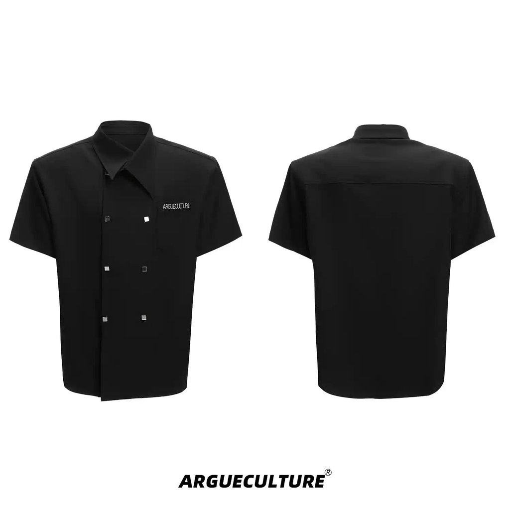Layered Collar Double - Breasted Short Sleeve Shirt - COPPING THREADS - ArguE CulturE