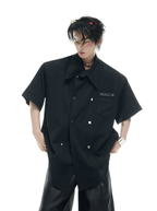 Layered Collar Double - Breasted Short Sleeve Shirt - COPPING THREADS - ArguE CulturE