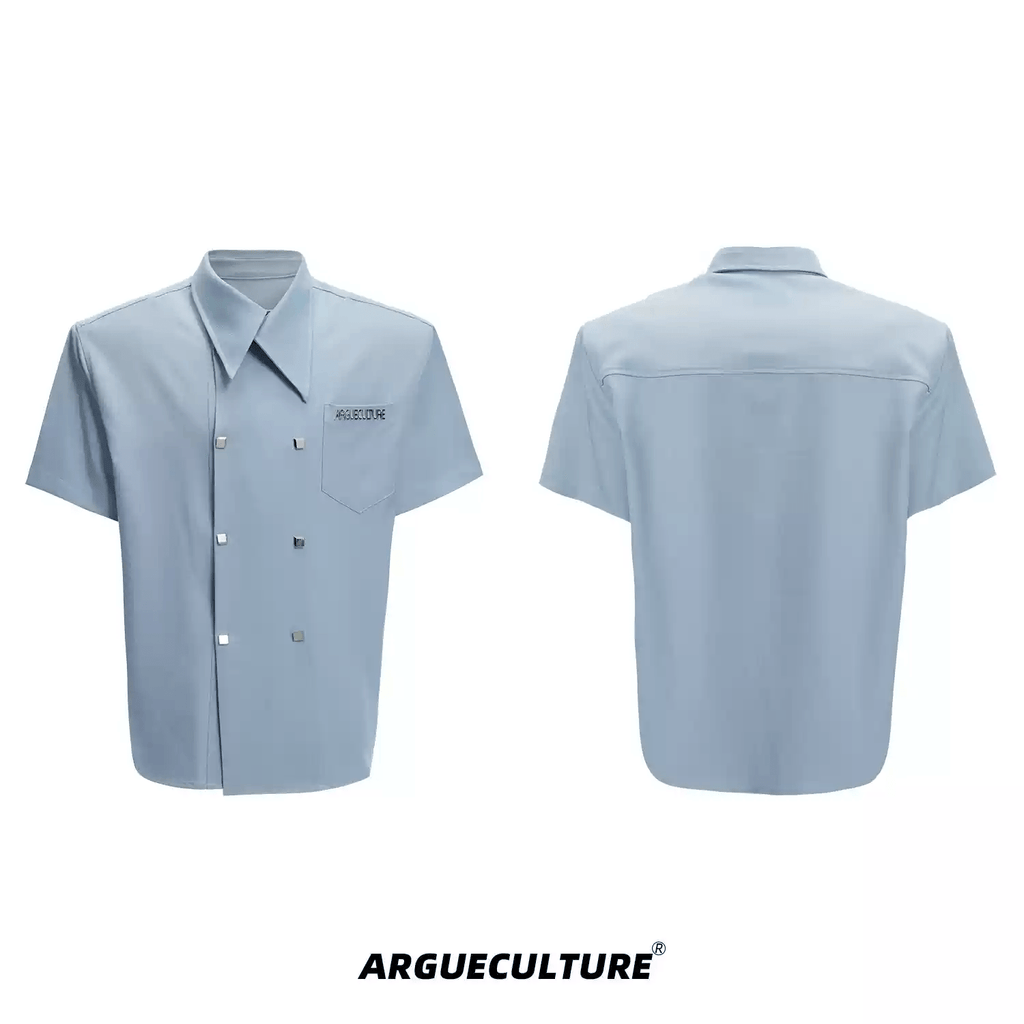 Layered Collar Double - Breasted Short Sleeve Shirt - COPPING THREADS - ArguE CulturE
