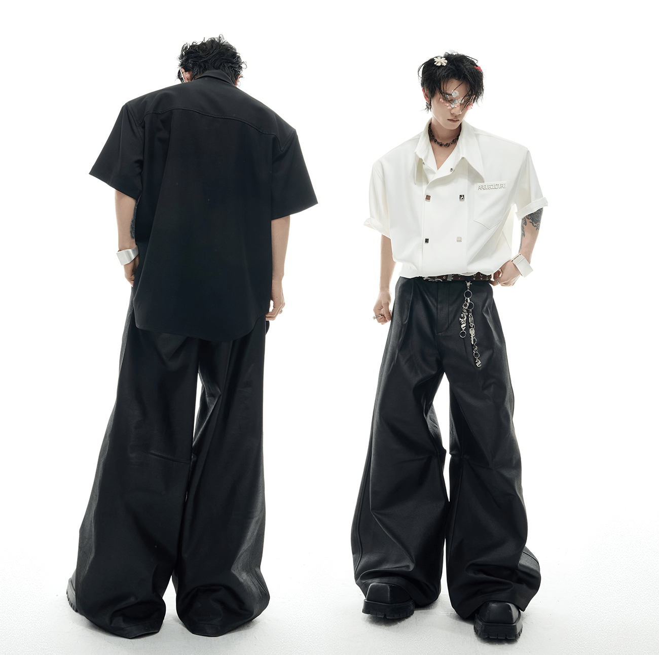 Layered Collar Double - Breasted Short Sleeve Shirt - COPPING THREADS - ArguE CulturE