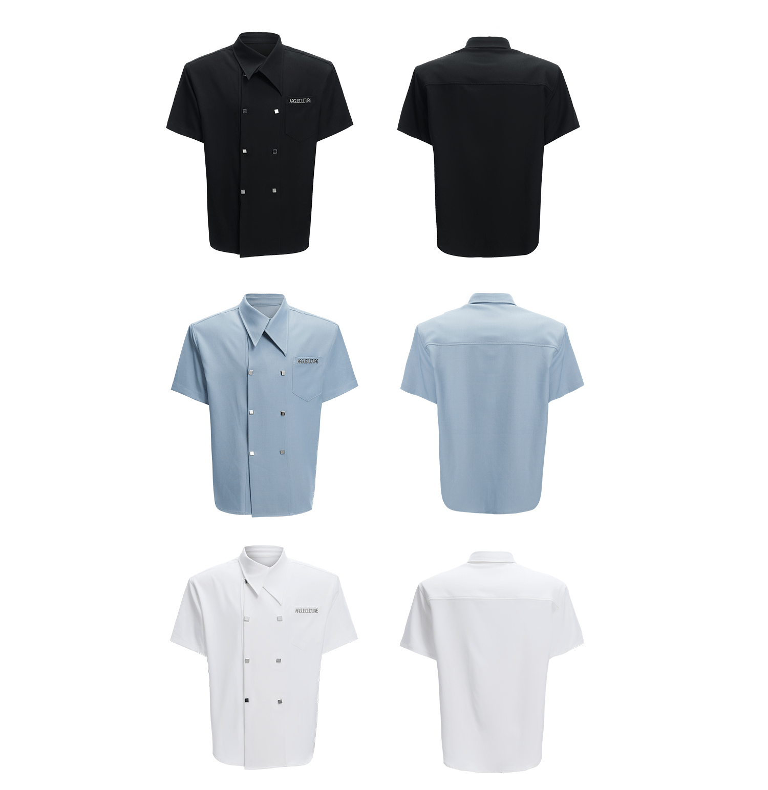 Layered Collar Double - Breasted Short Sleeve Shirt - COPPING THREADS - ArguE CulturE