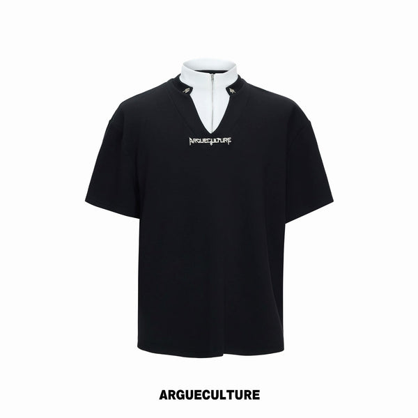 Layered Contrast-Collar Boxy T-Shirt - COPPING THREADS - Argue Culture