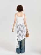 Layered Lace - Trimmed White Lace - Up Slip Dress - COPPING THREADS - CT Select