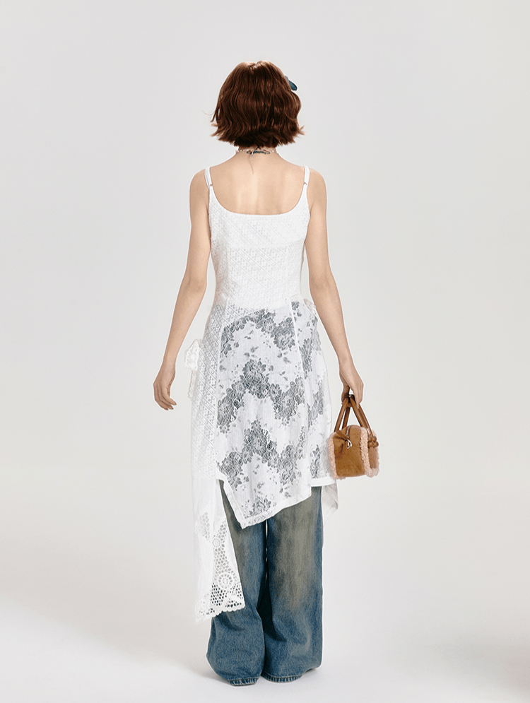 Layered Lace - Trimmed White Lace - Up Slip Dress - COPPING THREADS - CT Select