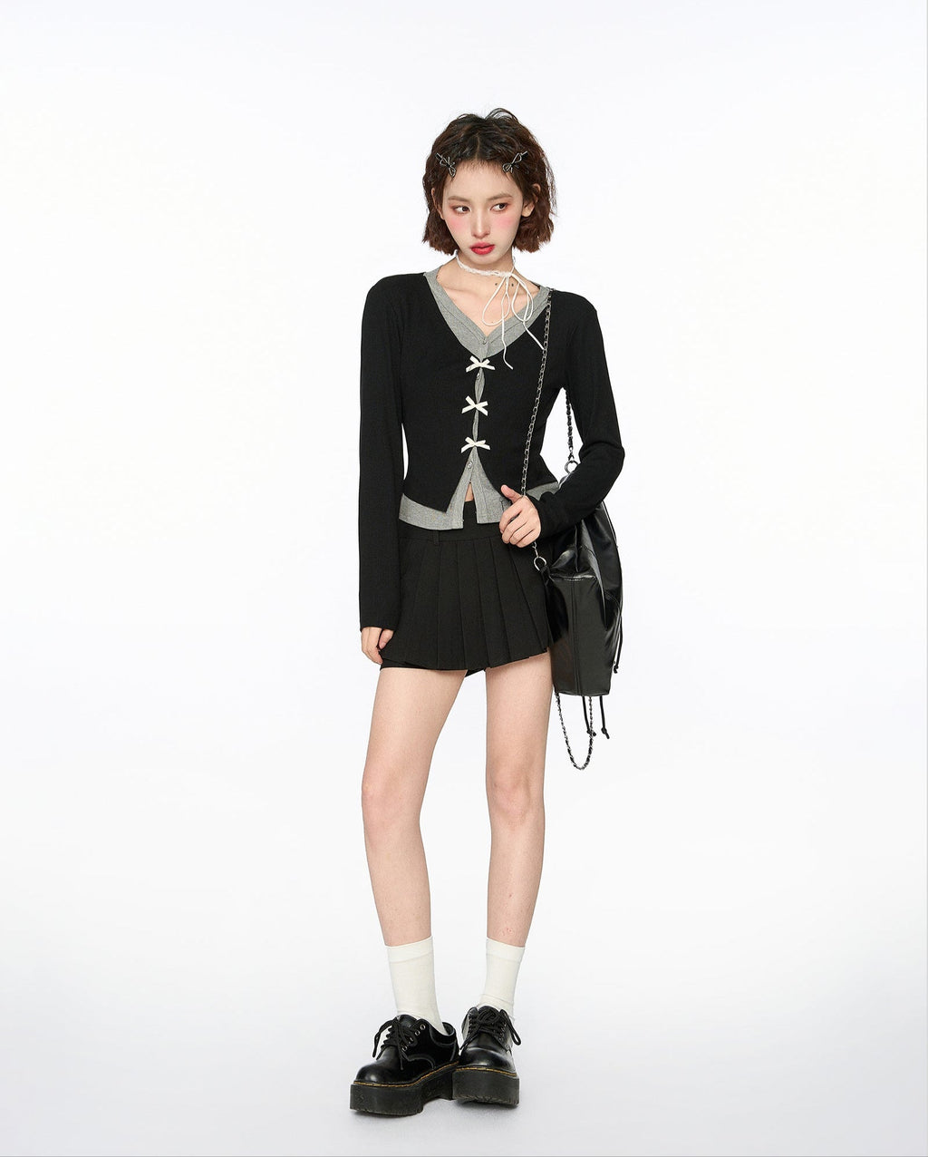 Layered Look Bow - Tie Knit Sweater - COPPING THREADS - CT Select