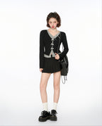 Layered Look Bow - Tie Knit Sweater - COPPING THREADS - CT Select