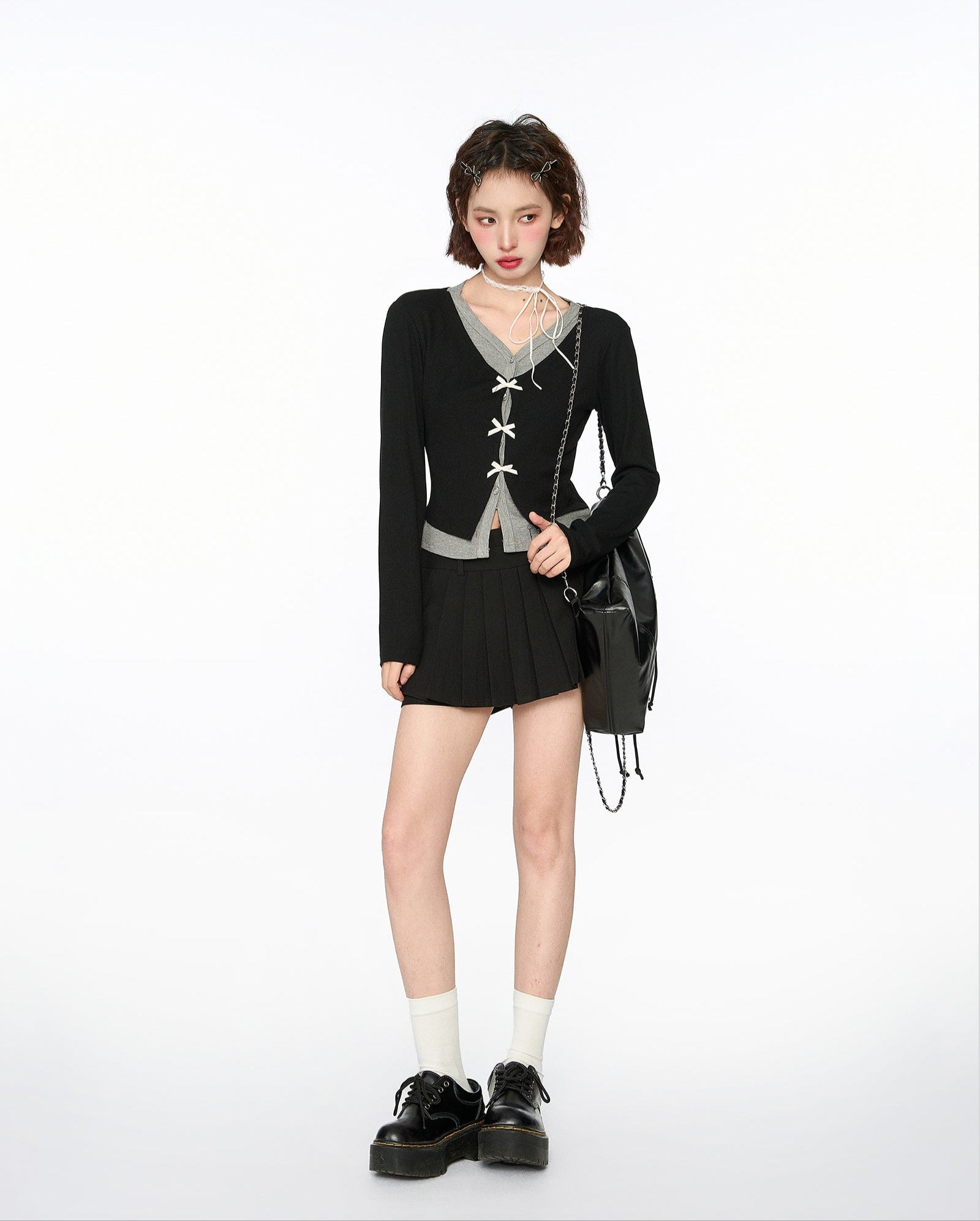 Layered Look Bow - Tie Knit Sweater - COPPING THREADS - CT Select