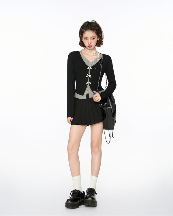 Layered Look Bow - Tie Knit Sweater - COPPING THREADS - CT Select