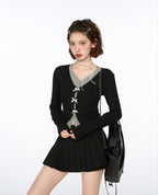 Layered Look Bow - Tie Knit Sweater - COPPING THREADS - CT Select