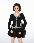 Layered Look Bow - Tie Knit Sweater - COPPING THREADS - CT Select