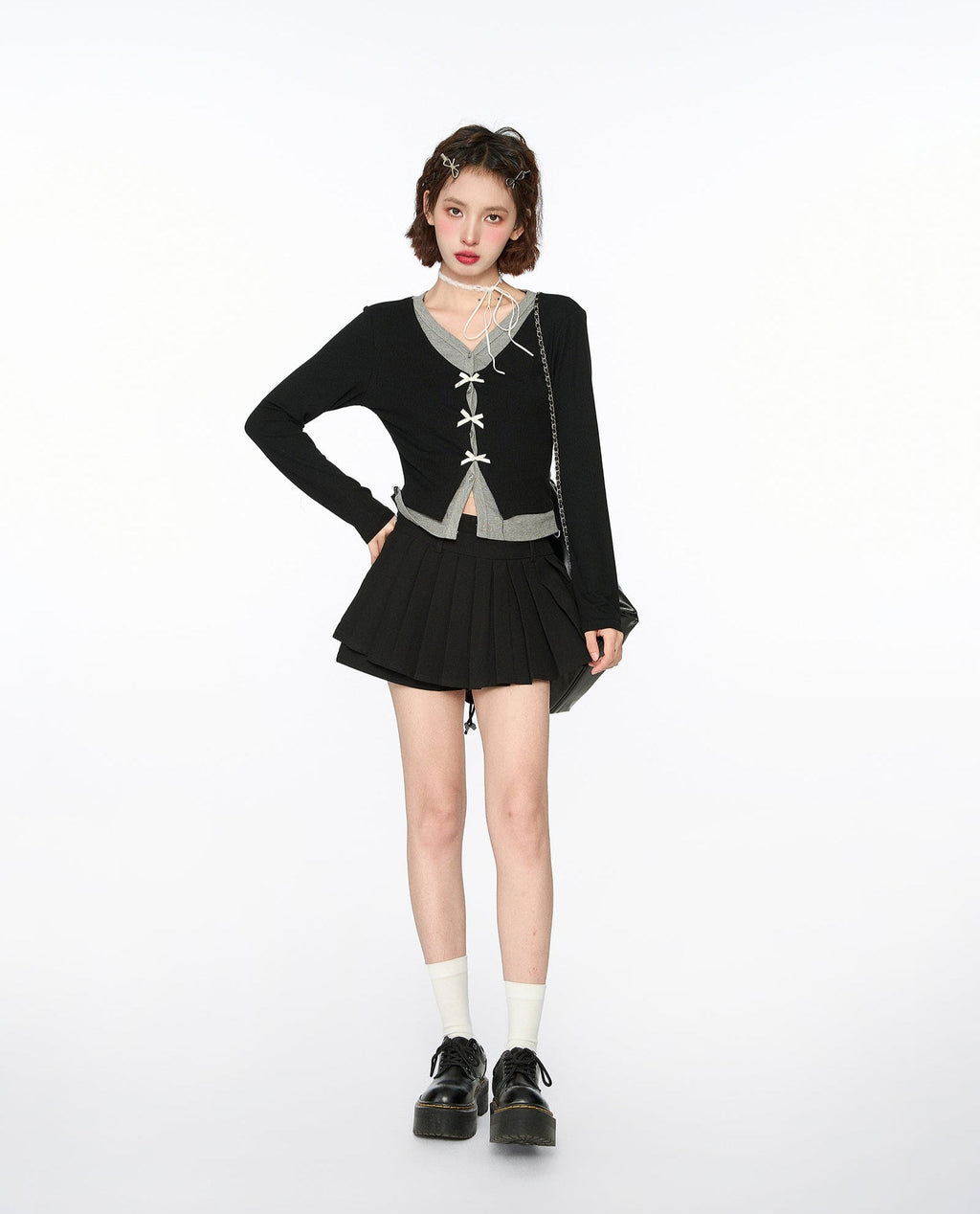 Layered Look Bow - Tie Knit Sweater - COPPING THREADS - CT Select