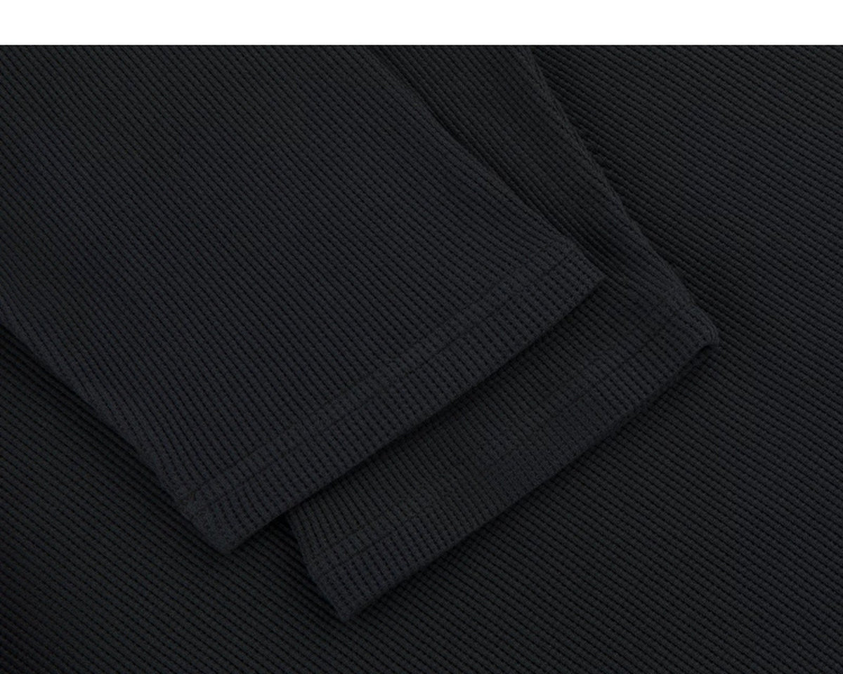Layered-Look Boxy Waffle Henley - COPPING THREADS - IDLT