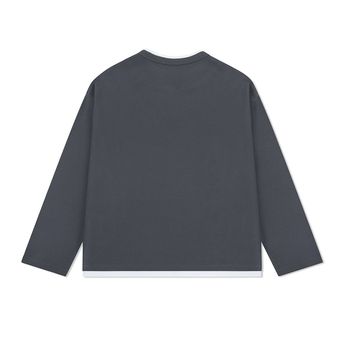 Layered-Look Boxy Waffle Henley - COPPING THREADS - IDLT