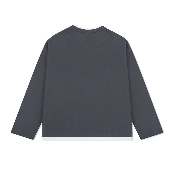 Layered-Look Boxy Waffle Henley - COPPING THREADS - IDLT